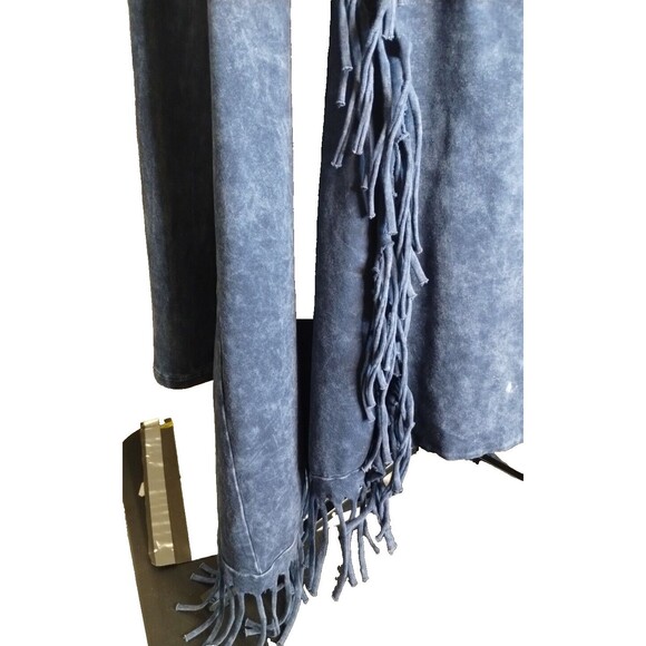Cover Charge Shrug Sweater Vintage Western Boho Blue Stonewashed Fringe S - Picture 6 of 10